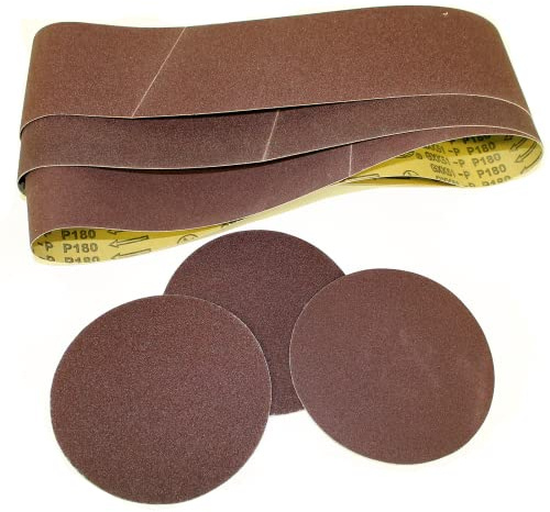 Scheppach Set Band Tellerschleifer BTS800 (6 teiliges Schleifset (3X Band, 3X Papier))