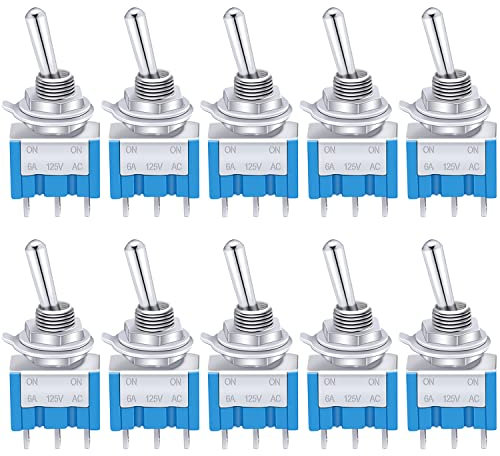 Taiss / 10 Stücke Blau Mini Kippschalter EIN/AUS/EIN 3 Position SPDT 3Pin MTS-103