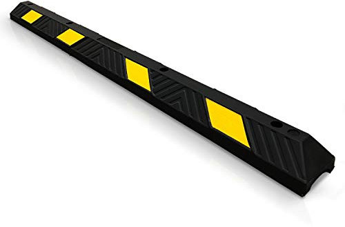 Parkplatzbegrenzer - Mit gelben Reflexstreifen - Inklusive Befestigungsmaterial - Hartgummi - gelb/schwarz - Größe: (183,0 x 15,0 x 10,0 cm) - Radstopp- Seitliche oder frontale Anwendung