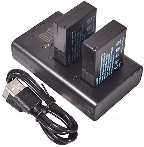 DSTE 2x LP-E12 Replacement Battery + Dual USB Charger with LCD Display Compatible with Canon EOS M, EOS 100D, EOS Rebel SL1, EOS Kiss X7 Digital Camera