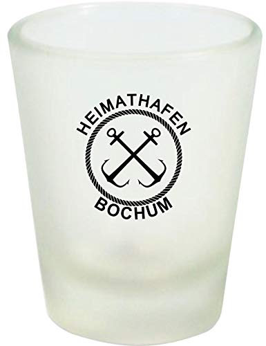 Shirtinstyle Schnapsglas Glas, Heimathafen Bochum Anker. Urlaub Heimat Familie Zu Hause Freunde Spruch, Weiß
