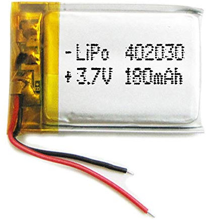 Akku 402030 LiPo 3.7V 180mAh 0.666Wh 1S 5C Liter Energy Battery Lithium Polymer Batterien Schutzplatine für Elektronik Wiederaufladbar - Nicht geeignet für Funksteuerung 32x20x4mm (180mAh|402030)
