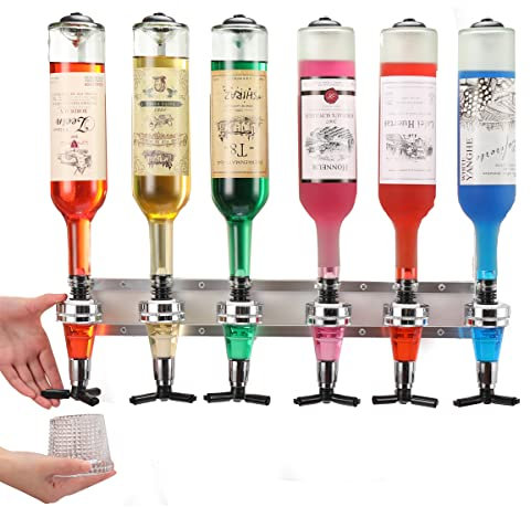 ECUTEE Wandmontierter 6-Flaschen-Spender für Likör, Weinspender, Maschine, Bar, Butler, Trinkausgießer, Heimbar-Werkzeuge für Bier, Limonade, Cola und sprudelnde usw