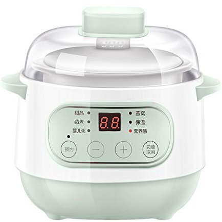 XLLLL Electric Stew Pot 1L Ceramic Liner Slowcooker Household Multi-Function Can Be Reserved Stew Slow Cooker,Green