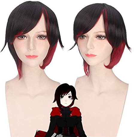 Anime RWBY Red Trailer Ruby Rose Kurze Perücke Cosplay Kostüm Frauen Männer Kunsthaar Halloween Party Perücken PL-270