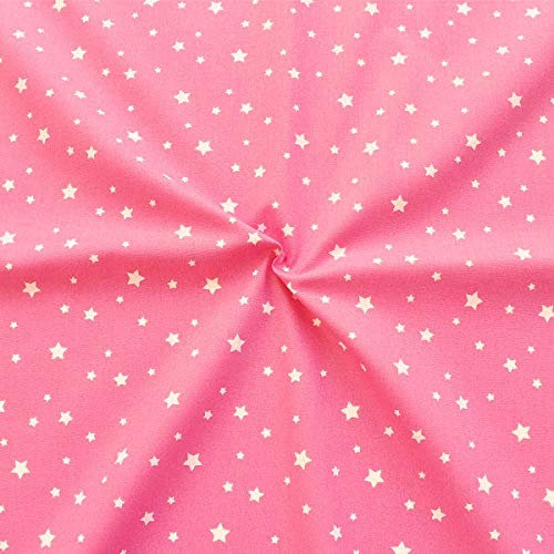 STOFFKONTOR 100% Baumwollstoff Sterne Mix 18 - Meterware, Pink - zum Nähen von Bekleidung, Vorhängen, Bettwäsche, uvm.
