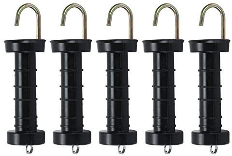 YORKING 5 x Heavy Duty Door Handle Electric Fence Arch Hook Gate Handle + Spring Inside Insulator