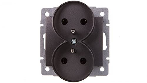 Double Prise avec Terre Encastrable LOGI Graphite