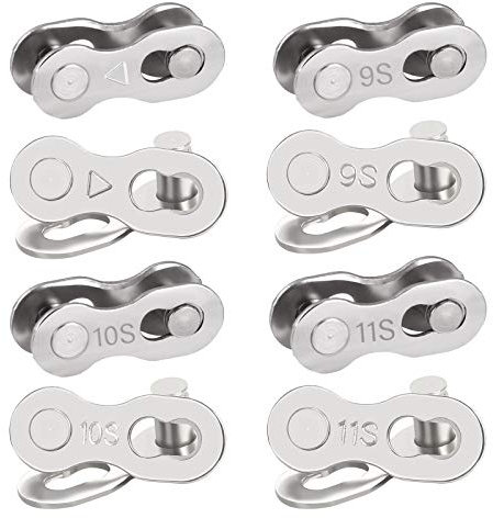 CHALA 9 Pairs Bicycle Missing Link,6,7,8,9,10,11 Speed Reusable Silver Split Quick Release Links Bicycle Chain Connector for Repair Mountain Road Bike