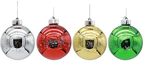 ikasus LED beleuchtet Weihnachtskugeln,6 Stück Christbaumkugeln Set,Weihnachtsdeko,Weihnachtsbaum Deko zum Aufhängen,Weihnachtsbaumschmuck Kunststoff Baumkugeln,Anhänger Weihnachten(Grün)