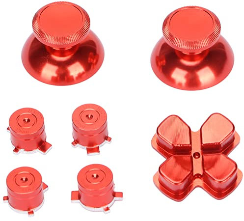 Botón del Controlador Tecla de Joystick, Controlador de Reducción de Fatiga Botones de Metal Diseño de Textura de Aleación de Aluminio Resistente Personalizado para Controlador PS5(Rojo)