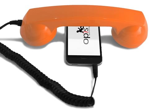 Opis 60s micro - Compatible with iPhone headset with microphone/Retro Headphone with Microphone/retro mobile phone/headset with microphone compatible with iPhone (orange)