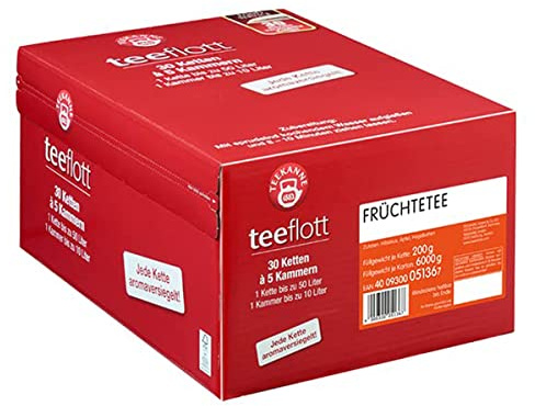 Teekanne teeflott Großfilterketten (Früchtetee) | 30 Ketten - 5 Kammern (150 x 10 Liter) | Tee für Event & Gastronomie | Große Teebeutel