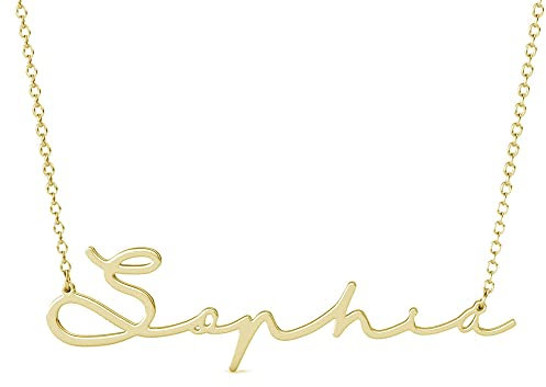 Remo Gammella Collana Personalizzabile Nome Firma Rollo. Collana Nome in Argento 925% bagnato in Oro Bianco, Giallo o Rosa. Altezza Nome 12 mm. Lunghezza 40 cm (nome escluso) (Oro Giallo)