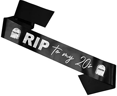 RIP to my 20s Schärpe – Geburtstagsschärpe – 30. Geburtstag Feiern Party Dekorationen | Satinband schwarz