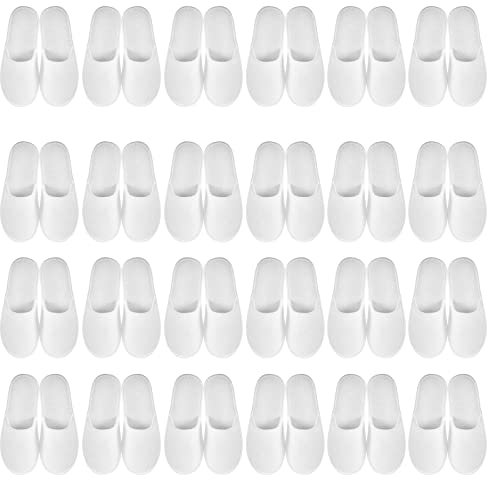 Geyoga 24 Paires de Chaussons d'Hôtel Pantoufles Jetables Antidérapantes à Bout Fermé pour Spa (Blanc)