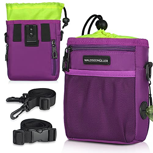 Waldseemüller Dog Treat Pouch, Dog Walking Bag for All Dogs | Treat Pouch for Dog Training with Multiple Pockets and Built-In Poop Waste Bags Dispenser, Adjustable Belt 3 Ways to Wear