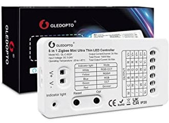GLEDOPTO ZigBee Controller Steuergerät LED Stripe einfarbig, CCT Warmweiß Kaltweiß, RGB RGBW RGBWW RGB+CCT Kompatibel mit Philips Hue*, Amazon Echo, Homey (5in1 Pro Mini)