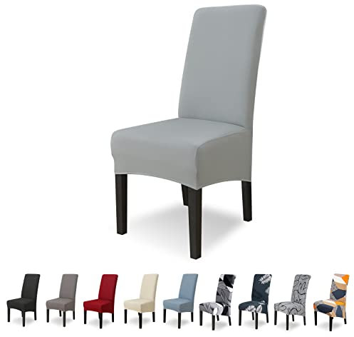 Lydevo Stuhlhussen XL 6er Set Stretch Stuhlhussen Schwingstühle XL für Esszimmerstühle Spandex Universal-Stuhlbezug Large Dining Chair Schonbezüge für Stuhl Esszimmer Hotel Bankett,Ruß