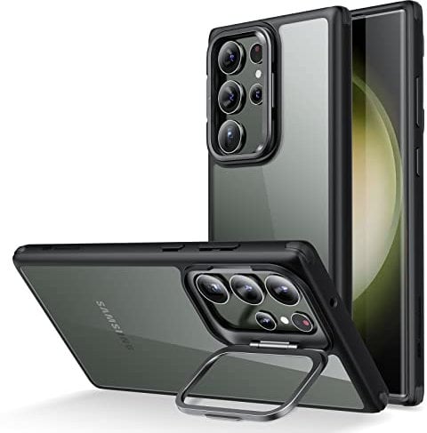 ESR for Samsung S23 Ultra Case, Adjustable Built-in Camera Ring Stand Protective Case for S23 Ultra, Military-Grade Protection, Classic Kickstand Case for Samsung Galaxy S23 Ultra, Clear Black