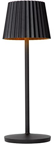 LUCIDE JUSTINE - wiederaufladbare Tischlampe Innen/Außen - Akku/Batterie - LED Dim. - 1x2W 2700K - IP54 - Mit kabelloser Ladestation - Schwarz