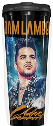 YINGD Adam Lambert Coffee Mug Men with Lid Vintage Travel Mugs Classic Aldult Coffee Cup Portable for Car Travel Office School Party Tea