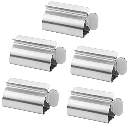 NGOSUET Lot de 5 presse-tubes en acier inoxydable avec clé à tube, presse-tubes de dentifrice pour tous les tubes