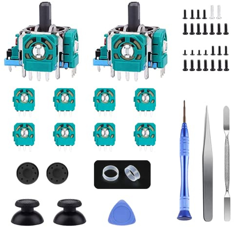 Joysticks Replacement for PS5 Controller, 2 PS5 Thumbstick, 10 Protective Ring and More