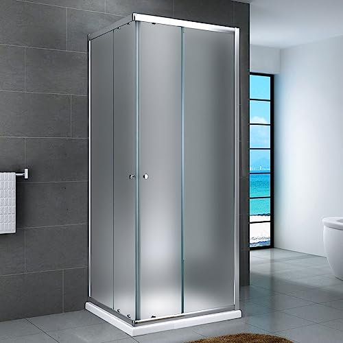 Yellowshop - SMART Box doccia 2 lati vetro temperato opaco 6 mm apertura scorrevole h 190 cm quadrato o rettangolare (100x100 cm)