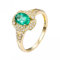 Ring Gold Damen 750 Echtgold, Engagement Ring 18K Gelbgold Smaragd Ovaler Smaragd mit 4 Krappen und 0,73 Karat und Diamant Von 0,22 Karat Gr.63