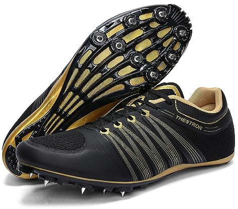 Zakey Zapatillas de pista y campo para hombres, mujeres y niños, tenis de pista, carreras, saltar, zapatillas profesionales para correr con clavos para niños, Negro-8, 41.5 EU