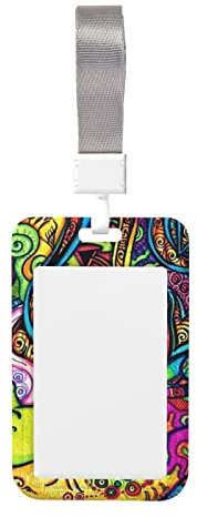 Multicolor Marihuana Leaf Weed Artprint ID Badge Holder with 1 Clear ID Window Card Holder with Lanyards Adjustable for Credit Card Men Women Work Name ID Card Cover