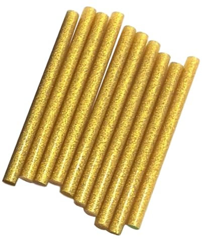 Oshhni 10Pcs Colored Hot Melt Glue Sticks Glue Sticks Color Glitter Hot Glue Sticks, Gold