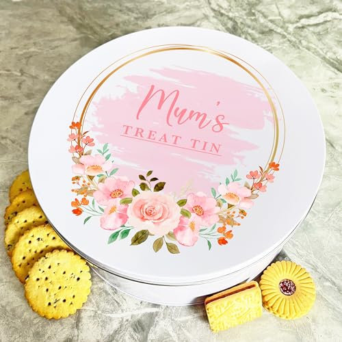 Personalised Round Roses Gold Frame Mums Biscuit Sweets Cake Treat Tin Personalised Gift | Custom Gift | Personalized Tin | Cake, Biscuit & Treat Tins | Gift For Her | Gift For Him