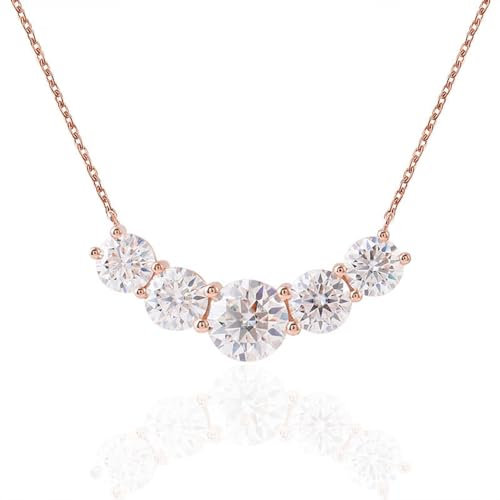 Epinki Rotgold 14K 585 Ketten Damen Vintage Echt Schmuck, Klassiker Anhänger Halskette mit Moissanit, Rosegold Au750 Statement Kette Ethnic