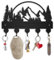 ORIGACH Porte-clés mural en bois avec 5 crochets métalliques pour porte d'entrée, cuisine, entrée, couloir - Noir - Montagnes et forêts - 30 x 16,9 cm