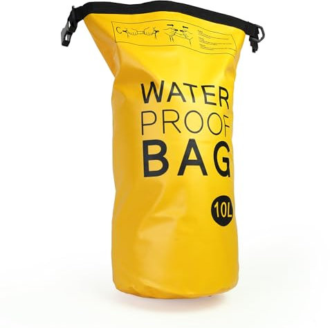 EUROCATCH Wasserdichter Dry Bag - 10 Liter - Gelb - 17x46cm - Trockensack - Seesack - Wasserdichter Beutel - wasserdichte Tasche