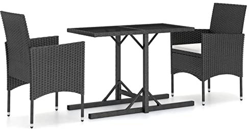 ARKEM 3-TLG. Garten-Essgruppe TerrassenmöBel Set GartenmöBel Essgruppe MöBelsets Garden Furniture Garten MöBel DraußEn Schwarz