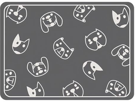 Tomtary Grey Diatom Mud and Leather Dog Food Mat, 40x60cm, Non-Slip, Slow Feeder, Cat Bowl Mat for Food and Water Bowls