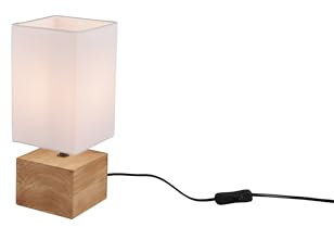 lightling Tischlampe Walter, mit Schnurschalter, IP20 Indoor, exkl. 1 x E14 max. 40W, Höhe 30 cm, Breite 12 cm, Naturholz, weiß