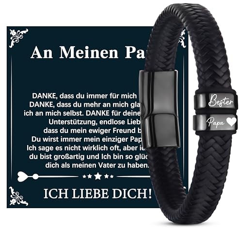 Merclix Vatertagsgeschenke für Papa Lederarmband Herren Papa Geschenk Geburtstag von Tochter Vatertag Weihnachten Ideen