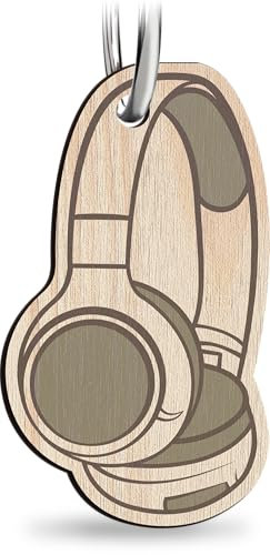 Kopfhörer Schlüsselanhänger handgemacht aus Holz, Glücksbringer, Headphone, Geschenk Musiker, Geschenk Musikbegeisterte, Roar Schlüsselanhänger, Musikfans