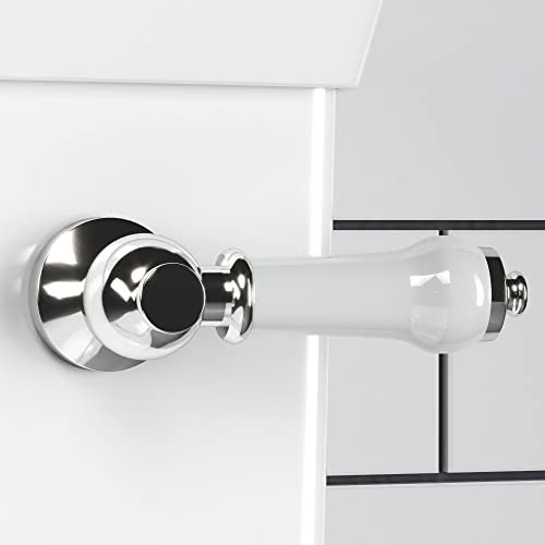 ENKI, Z25, Chrome, Toilet Flush Handle, Traditional Lever Design, Cistern Toilet Handle Replacement, Solid Brass & White Ceramic, Easy to Install, Fixings Included, 1-Year Guarantee