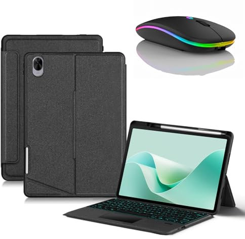 JZCZMCE Custodia con Tastiera per Huawei MatePad 11.5 S 2024, Tastiera Retroilluminati Wireless Staccabile con Supporto per Matita, Sottile Cover Folio con Mouse Bluetooth