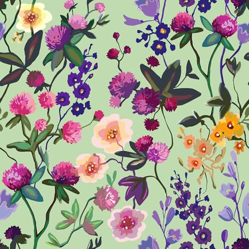VaryPaper Carta da Parati Floreale Rosa Vintage 44.5cmx200cm Carta Adesiva Decorativa Fiori Verde Opaco Pellicola Adesiva per Mobili Cassetti Armadio Scale Soggiorno Bagno