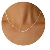 ESHIONER Kreuzkette - Silber, 18K Gold Vergoldet, Wasserfest, Damen & Frauen Christlicher Schmuck