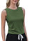Weardear Sport Tank Tops Damen Yoga Shirt Ärmelloses Crop Top Leichte Lässig Funktions Shirt Gym Tanktop Fitness Oberteile mit Seitfalten Armeegrün S