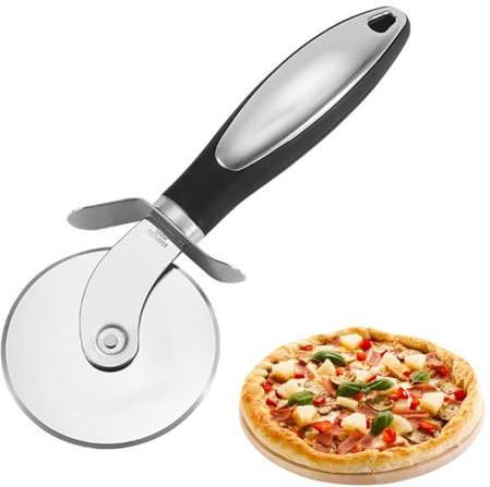 Premium Pizza Cutter Wheel, Stainless Steel Sharp Pizza Slicer, Easy to Cut & Clean Dishwasher Safe with Non-Slip Ergonomic Handle