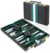 Backgammon-Set für 2 Spieler, Backgammon Koffer mit komplettem Zubehör, Tragbares Reisespielset Backgammon mit Tragegriff, 15 Zoll Backgammon Sets für Erwachsene (Grüner)