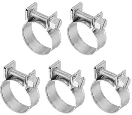 PATIKIL 5 Pcs 19-21mm Mini Fuel Injection Hose Clamps Stainless Steel Adjustable Clamp